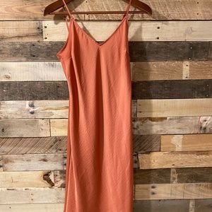peach midi slip dress